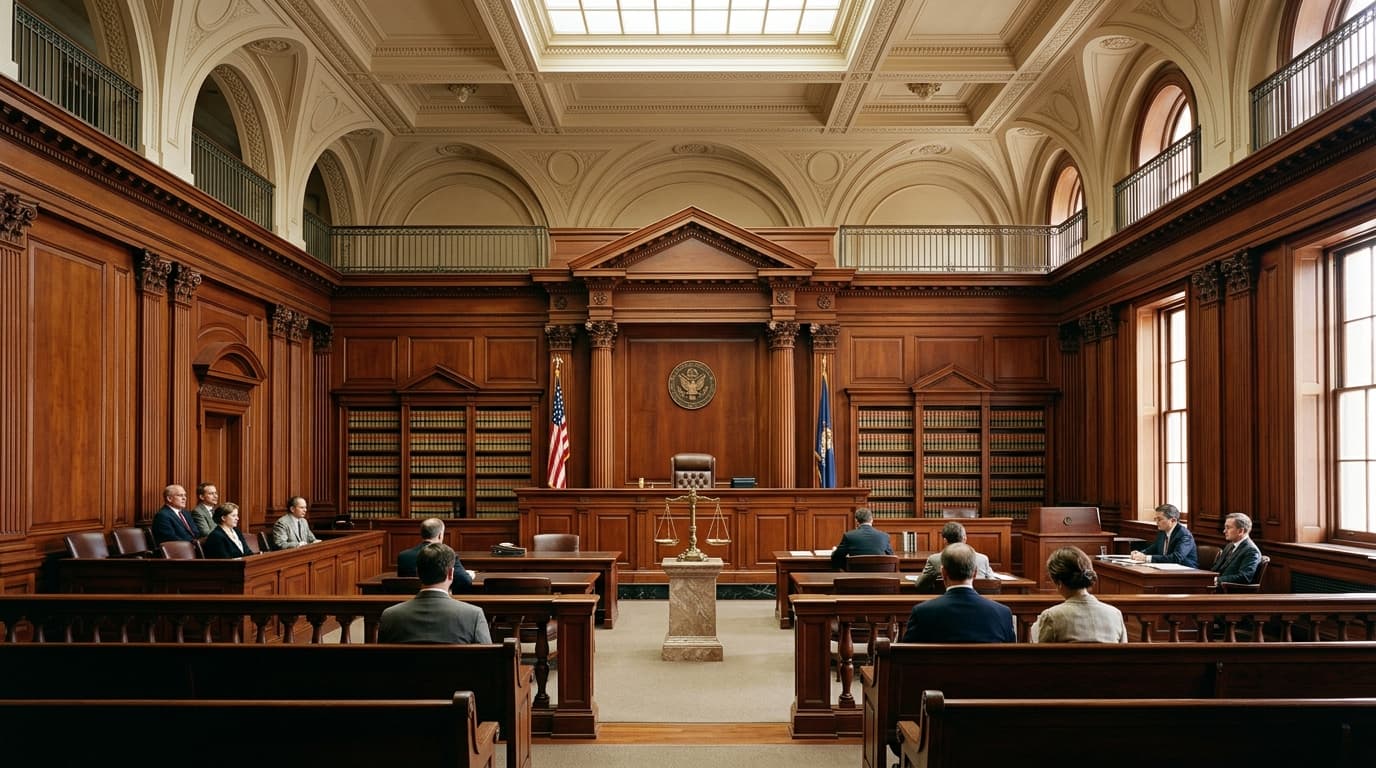 Tribunal e sala de audiências judiciais institucional